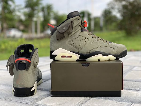 2019 authentic air 6 travis scott medium olive noctilucent cn1084-200 6s mens basketball sports sneakers with box, White;red
2019 authentic air 6 travis scott medium olive noctilucent cn1084-200 6s mens basketball sports sneakers with box, White;red