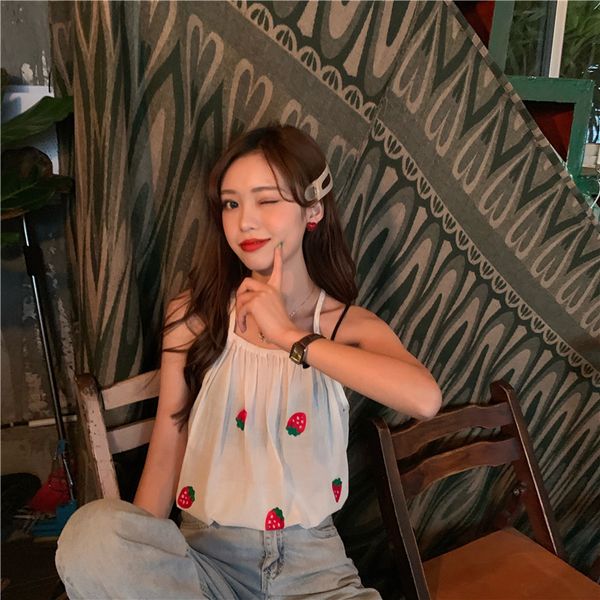 new summer sweet korean style women's clothing fashion brand sleeveless female strawberry floral print slim camis vest hot, White
new summer sweet korean style women's clothing fashion brand sleeveless female strawberry floral print slim camis vest hot, White