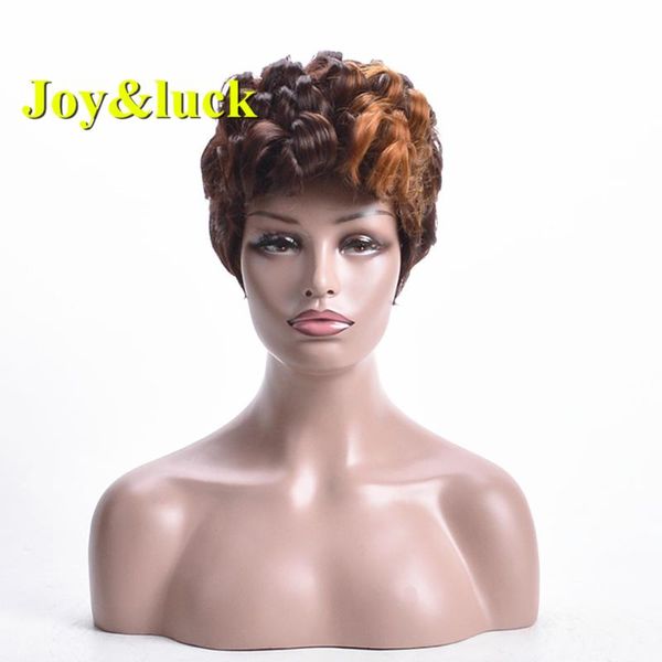 synthetic wigs joy&luck short wig pixie cut culry ombre brown color for women full with bangs african womoen hair, Black
synthetic wigs joy&luck short wig pixie cut culry ombre brown color for women full with bangs african womoen hair, Black
