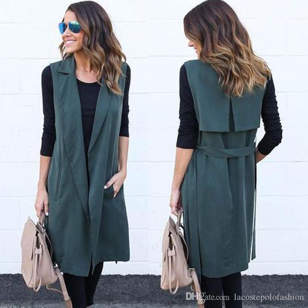 designer panelled womens vests fashion sleeveless with belt long coat european and american style donna casual clothes, Black;white
designer panelled womens vests fashion sleeveless with belt long coat european and american style donna casual clothes, Black;white