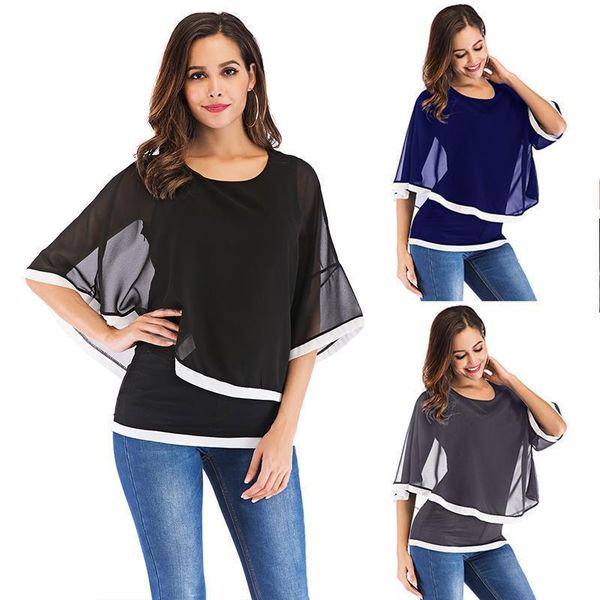 summer women blouses chiffon blouse shirts casual batwing o neck shirt plus size s 5xl blusas mujer de moda 2019, White 
summer women blouses chiffon blouse shirts casual batwing o neck shirt plus size s 5xl blusas mujer de moda 2019, White