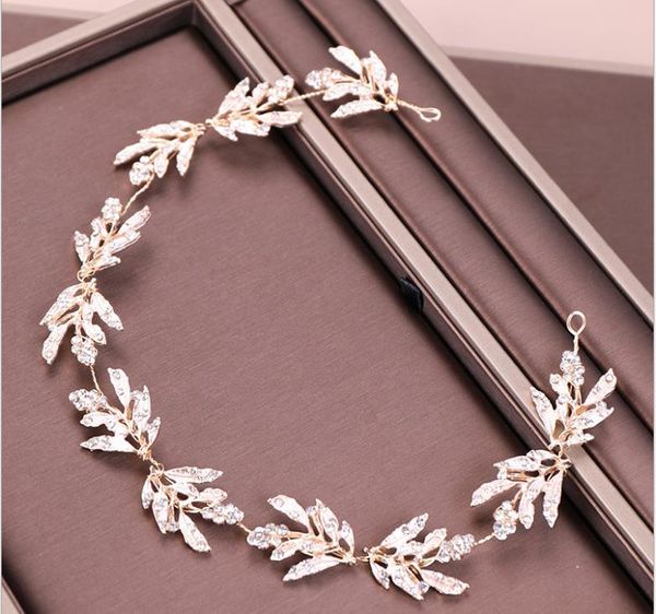 rhinestone headband, gold leaf headband, wedding dress accessories, bridal headdress, Silver