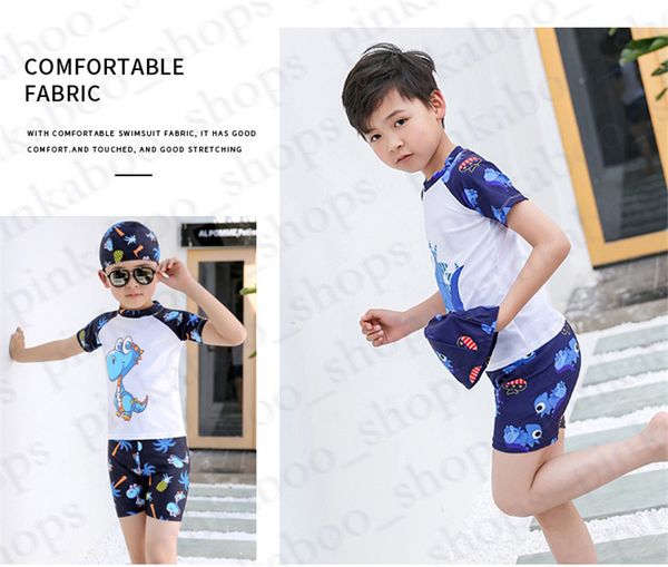 kids boys swimwear three-piece suit junior's cartoon dinosaur printed t-shirt +shorts+swimming cap clothing sets boy bathing suit ly311, Blue
kids boys swimwear three-piece suit junior's cartoon dinosaur printed t-shirt +shorts+swimming cap clothing sets boy bathing suit ly311, Blue