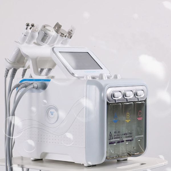multi-functional beauty equipment 6in1 h2-o2 hydra dermabrasion rf bio-lifting spa facial hydro microdermabrasion facial machine cold hammer, Black;white