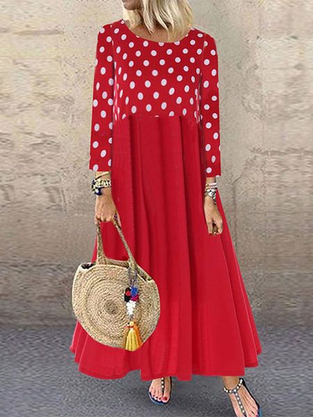 fall / winter 2019 new women's polka dot stitching round neck large size long sleeve dress, Black;gray
fall / winter 2019 new women's polka dot stitching round neck large size long sleeve dress, Black;gray