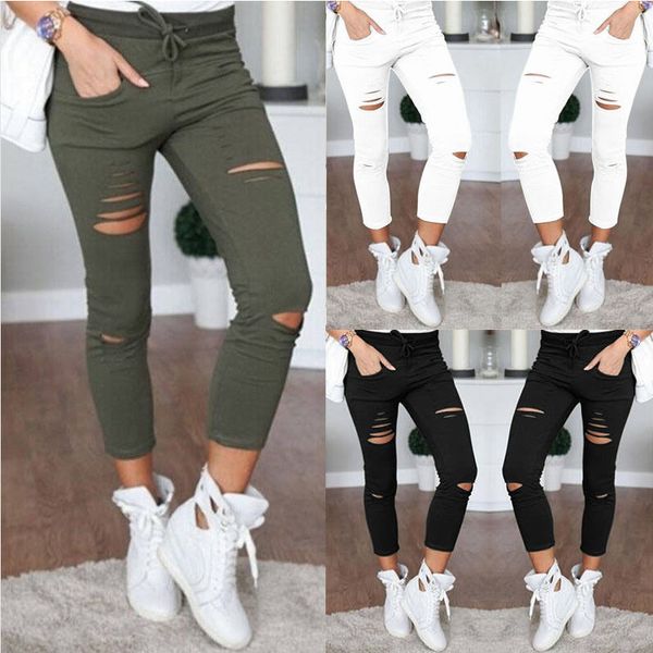 new ms drawstring tight jeans hole high waist tight jeans fashion slim waist pencil pants, Blue
new ms drawstring tight jeans hole high waist tight jeans fashion slim waist pencil pants, Blue
