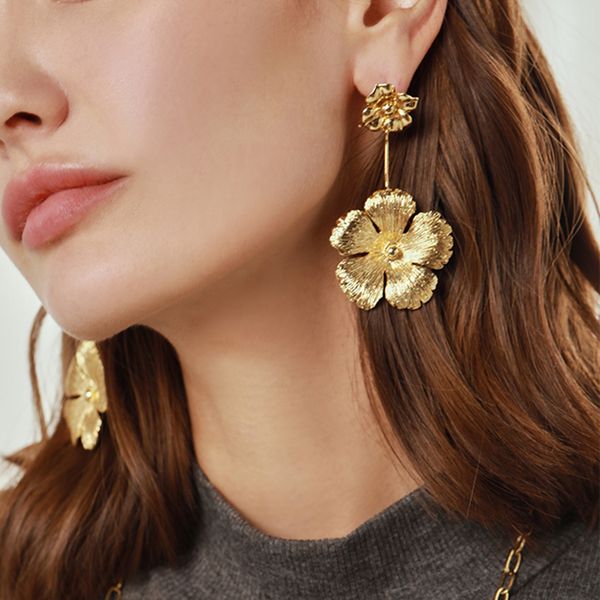 luxury long big flower gold silver pendant earrings for women trendy large floral drop dangle earrings brincos
luxury long big flower gold silver pendant earrings for women trendy large floral drop dangle earrings brincos