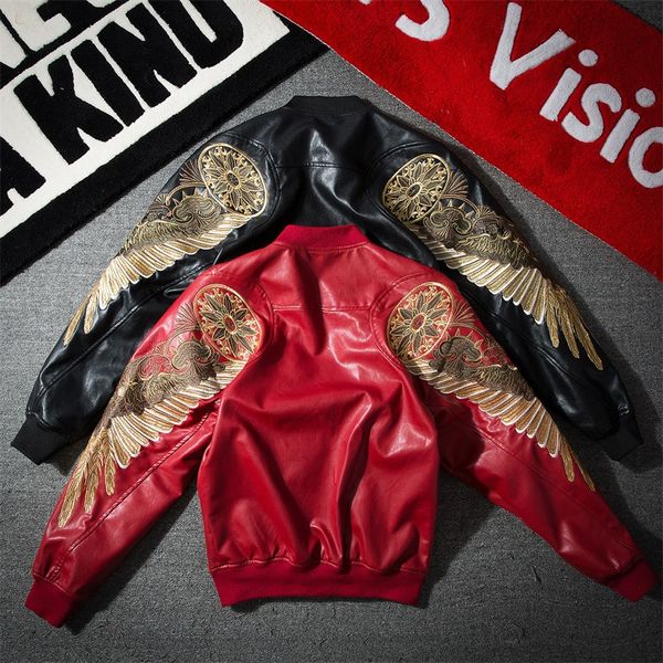 spring and autumn men's new korean style wings coats embroidered pu leather locomotive personality men's leather jacket tide, Black
spring and autumn men's new korean style wings coats embroidered pu leather locomotive personality men's leather jacket tide, Black