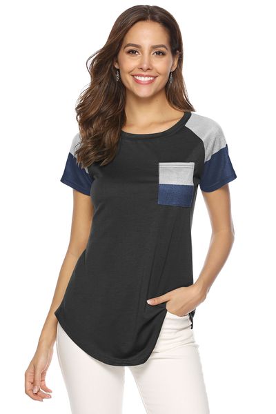 women's round neck color block striped print casual women knitted tee shirts short sleeve loose fit t-shirt blouse with po, White
women's round neck color block striped print casual women knitted tee shirts short sleeve loose fit t-shirt blouse with po, White