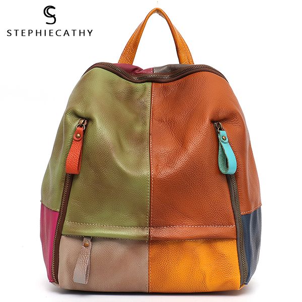 sc vintage patchwork real leather women backpacks travel shoulder bags school pack retro color plaid functional pockets knapsack t200323
sc vintage patchwork real leather women backpacks travel shoulder bags school pack retro color plaid functional pockets knapsack t200323