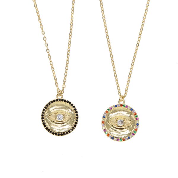 round coin turkish eye pendant necklaces paved black colorful cubic zirconia evil eye engraved geometric fashion necklace, Golden;silver
round coin turkish eye pendant necklaces paved black colorful cubic zirconia evil eye engraved geometric fashion necklace, Golden;silver