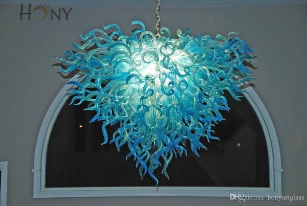 100% Hand Blown Artistic Lamp Elegant Fabulous Design 100% Handmade Murano Blue Crystal Chandelier