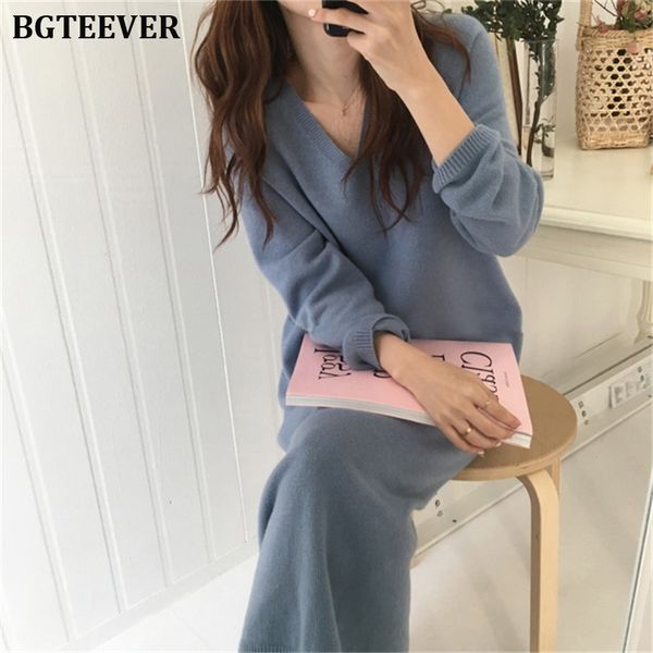 bgteever casual v-neck loose long sweater dress women thick autumn winter dress female full sleeve basic jumper dress femme 2019, Black;gray
bgteever casual v-neck loose long sweater dress women thick autumn winter dress female full sleeve basic jumper dress femme 2019, Black;gray