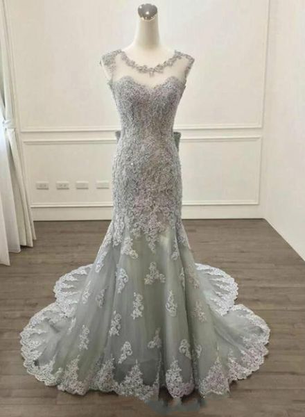 2019 elegant scoop silver wedding dresses appliques lace mermaid wedding dresses low cut back vestidos de madrinha de casamento, White
2019 elegant scoop silver wedding dresses appliques lace mermaid wedding dresses low cut back vestidos de madrinha de casamento, White