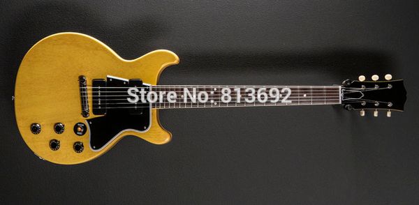 promotion double cutaway cream junior electric guitar one piece mahogany body & neck, black p90 pickups & dog ear, wrap arround tailpiece
promotion double cutaway cream junior electric guitar one piece mahogany body & neck, black p90 pickups & dog ear, wrap arround tailpiece
