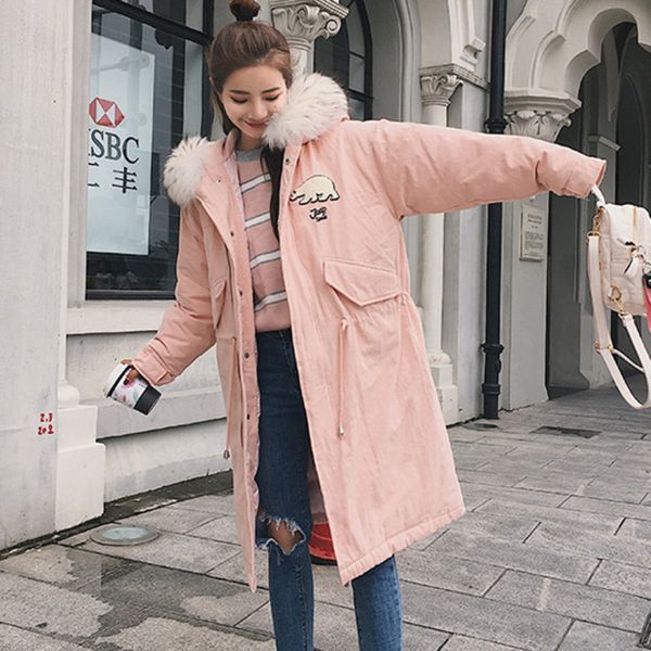 fashion pink hooded big fur collar long sleeve drawstring waist loose plus woman cotton casual fashion tide winter new td291, Black
fashion pink hooded big fur collar long sleeve drawstring waist loose plus woman cotton casual fashion tide winter new td291, Black
