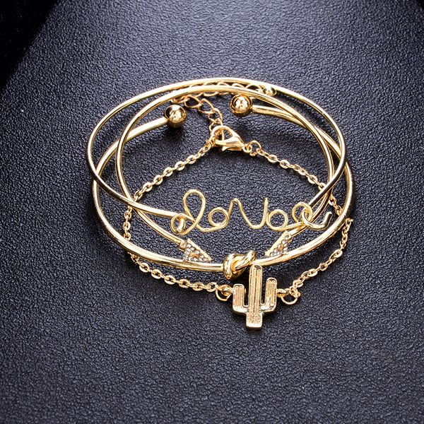 beurself cactus bracelet&bangle set femme thin chain knot love triangle charm bracelet for women gold color jewelry 4pcs/set, Black
beurself cactus bracelet&bangle set femme thin chain knot love triangle charm bracelet for women gold color jewelry 4pcs/set, Black