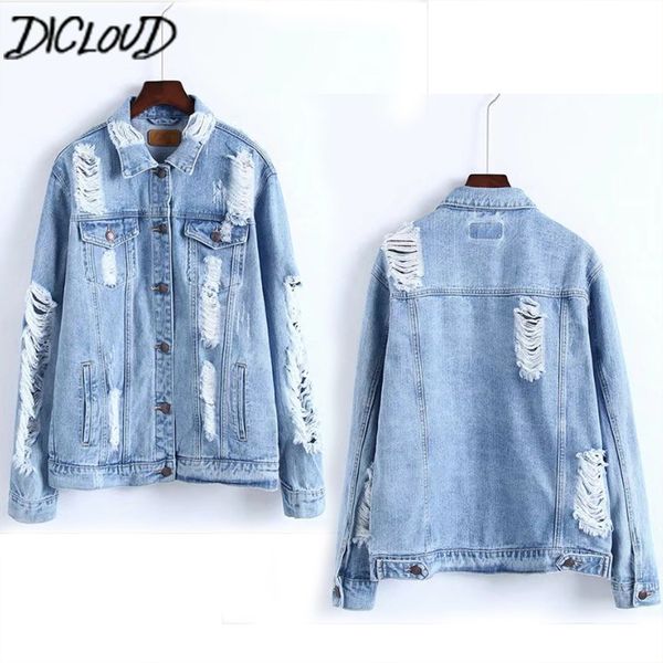dicloud 2018 boyfriend style casual denim jacket women harajuku washed hole loose coat female long sleeve plus size coat outwear, Black;brown
dicloud 2018 boyfriend style casual denim jacket women harajuku washed hole loose coat female long sleeve plus size coat outwear, Black;brown