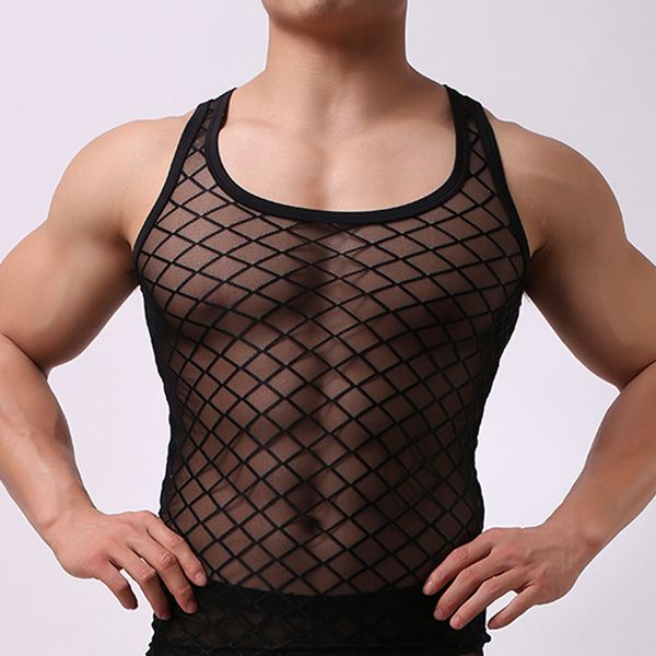 fishnet men mesh tank transparent sleep male underwear singlet sleeveless vest undershirt sleepwear, White;black
fishnet men mesh tank transparent sleep male underwear singlet sleeveless vest undershirt sleepwear, White;black