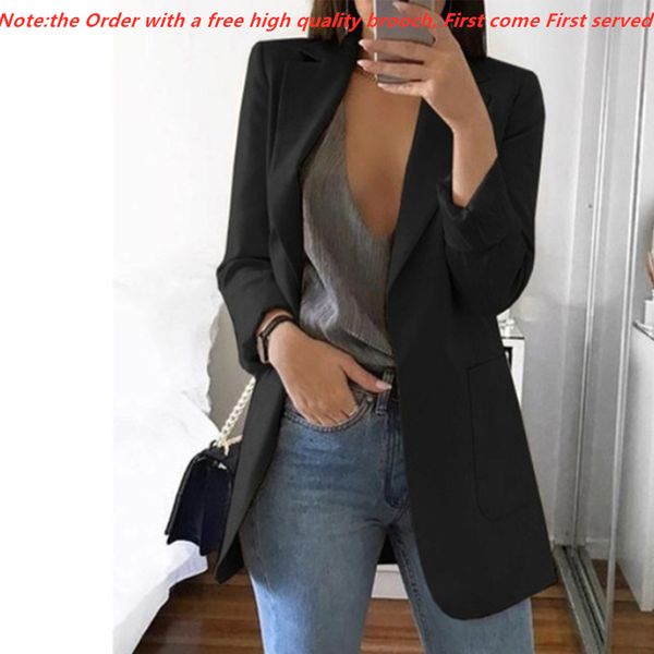 women's suits & blazers 2021 fashion autumn women slim jacket female work office lady black pockets notched blazer coat, White;black
women's suits & blazers 2021 fashion autumn women slim jacket female work office lady black pockets notched blazer coat, White;black