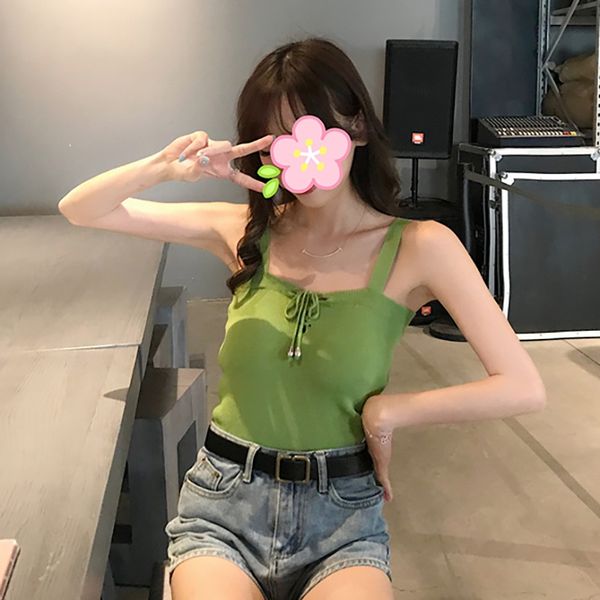 women solid color sling vest bandage slim knitted camisole summer tank tight tube streetwear, White
women solid color sling vest bandage slim knitted camisole summer tank tight tube streetwear, White