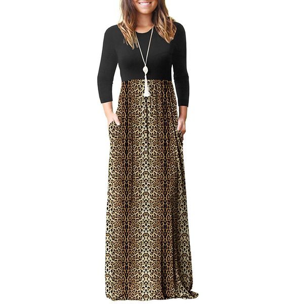 stitching dress sleeve black leopard print waist swing long skirt, Black;gray
stitching dress sleeve black leopard print waist swing long skirt, Black;gray