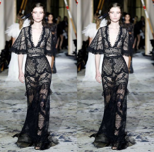 zuhairmurad black customized mermaid evening dress v neck short sleeve formal dress tulle lace floor length party bridesmaid gown, Black;red
zuhairmurad black customized mermaid evening dress v neck short sleeve formal dress tulle lace floor length party bridesmaid gown, Black;red
