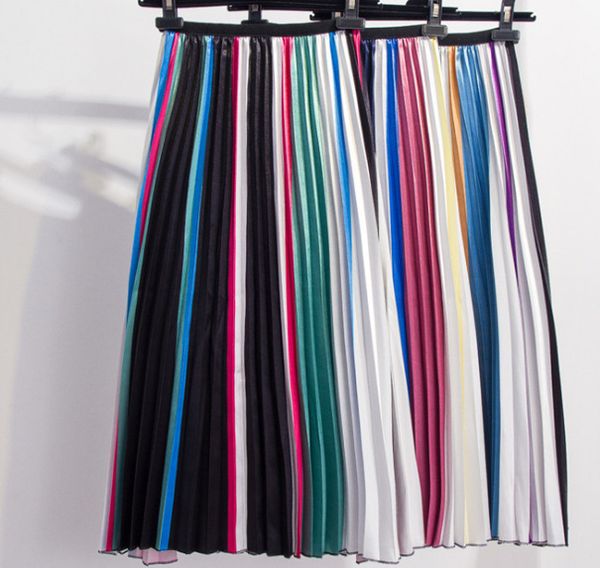 rainbow pleated skirt women casual midi skirt summer elastic waist a-line high waist contrast jupe femme saia vintage 2019 vogue, Black
rainbow pleated skirt women casual midi skirt summer elastic waist a-line high waist contrast jupe femme saia vintage 2019 vogue, Black