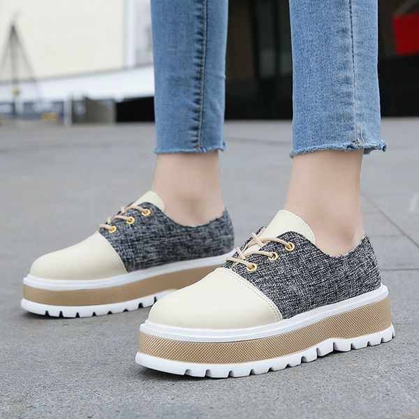 nice arrived women casual flats spring patchwork round toe lace up shoes woman flat heels 5cm platform soft girls footwear, Black
nice arrived women casual flats spring patchwork round toe lace up shoes woman flat heels 5cm platform soft girls footwear, Black