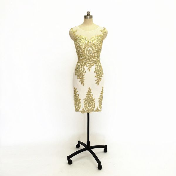 elegant gold lace knee length cocktail prom dresses sheer neck sheath sequins jewel applique lace satin homecoming party dress mini, Black
elegant gold lace knee length cocktail prom dresses sheer neck sheath sequins jewel applique lace satin homecoming party dress mini, Black