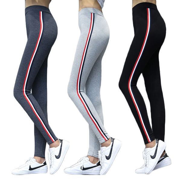 women high waist pencil pants side stripes casual cotton leggings plus size 5xl fitness high elastic slim trousers female, Black;white
women high waist pencil pants side stripes casual cotton leggings plus size 5xl fitness high elastic slim trousers female, Black;white