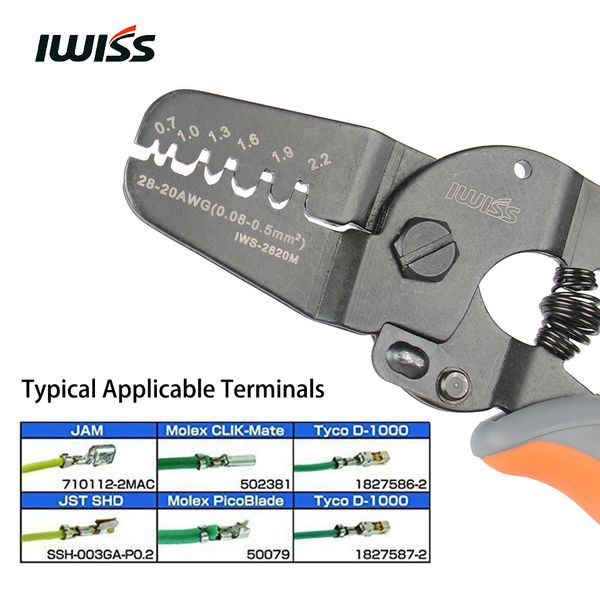 iwiss hand terminal crimping tools for crimping 28-20awg jam, molex, tyco, jst terminals and connectors
iwiss hand terminal crimping tools for crimping 28-20awg jam, molex, tyco, jst terminals and connectors
