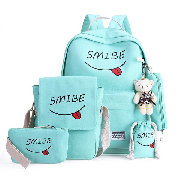 4 pieces / set of summer women canvas backpack girl student lace book bag with backpack child juvenile bag
4 pieces / set of summer women canvas backpack girl student lace book bag with backpack child juvenile bag