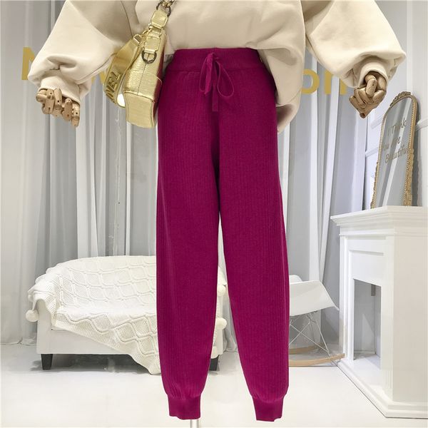 2019 autumn new korean pure color high waist loose knit harem pants women's casual radish pants leisure trousers, Black;white
2019 autumn new korean pure color high waist loose knit harem pants women's casual radish pants leisure trousers, Black;white