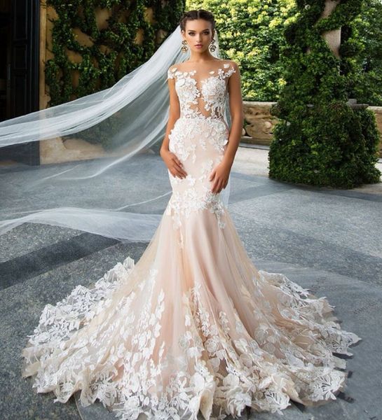 custom made plus size mermaid wedding dresses illusion neck capped sleeves full lace appliqued backless bridal dresses, White
custom made plus size mermaid wedding dresses illusion neck capped sleeves full lace appliqued backless bridal dresses, White