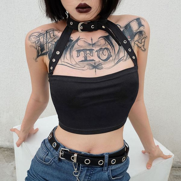 punk style solid slim bodycon crop halter metal button choker streetwear tank women 2018 fashion camis, White
punk style solid slim bodycon crop halter metal button choker streetwear tank women 2018 fashion camis, White