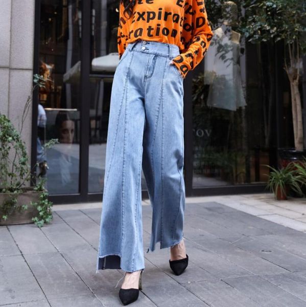 2020 spring double buckle wide leg pants jeans women's high waist loose wide leg wild casual denim pants plus size r326, Blue
2020 spring double buckle wide leg pants jeans women's high waist loose wide leg wild casual denim pants plus size r326, Blue