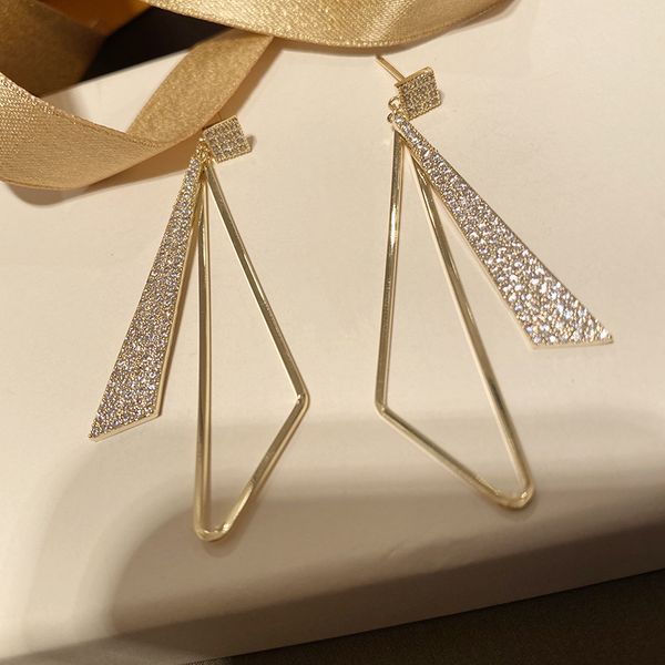 metal irregular triangle earrings rhinestone decoration cut-out rhombus drop earrings, Golden
metal irregular triangle earrings rhinestone decoration cut-out rhombus drop earrings, Golden