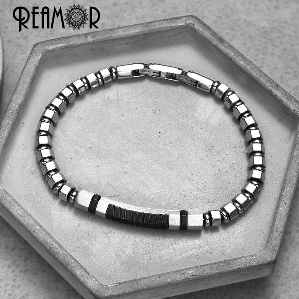 reamor new adjustable men bracelets black matte stainless steel bracelet silver color natural hematite bangles detachable clasp
reamor new adjustable men bracelets black matte stainless steel bracelet silver color natural hematite bangles detachable clasp