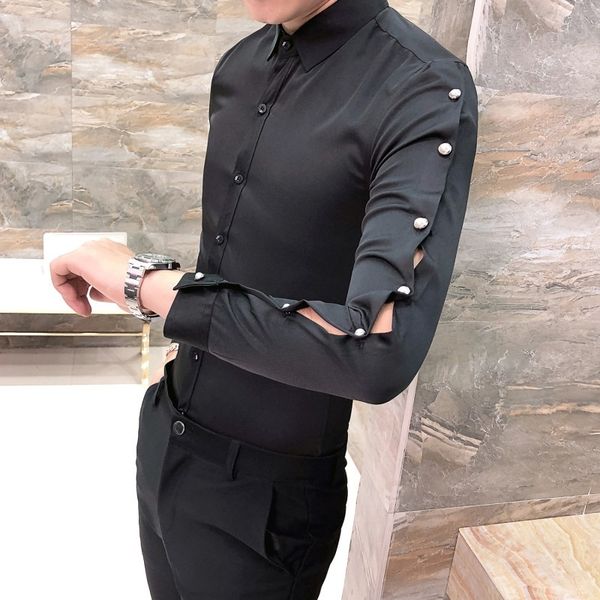 2019 new male long sleeve solid color shirt camisa hombre camisa masculina trend men club party wedding shirt men chemise homme, White;black
2019 new male long sleeve solid color shirt camisa hombre camisa masculina trend men club party wedding shirt men chemise homme, White;black