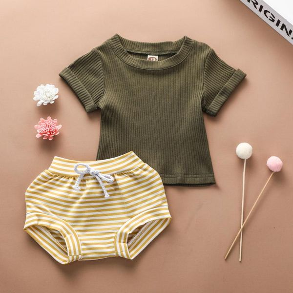2020 baby summer clothing infant baby girl boy clothes short sleeve t-shirt+stripe shorts ribbed solid newborn outfits girl, White
2020 baby summer clothing infant baby girl boy clothes short sleeve t-shirt+stripe shorts ribbed solid newborn outfits girl, White