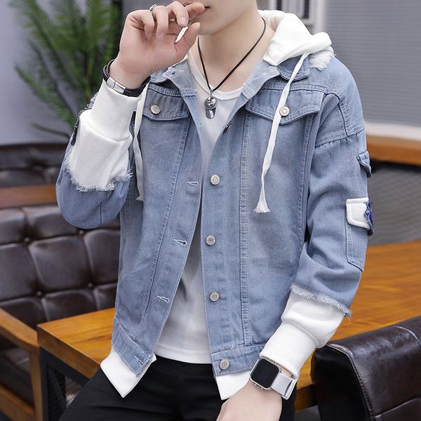 2018 autumn new style hiphop loose-fit mock two-piece cowboy hooded off-shoulder men jacket, Black;brown
2018 autumn new style hiphop loose-fit mock two-piece cowboy hooded off-shoulder men jacket, Black;brown