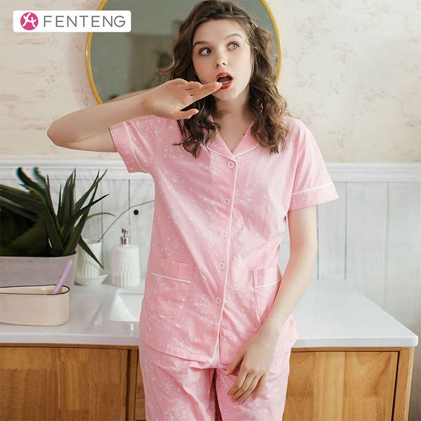 fenteng summer women homewear short sleeves pajama sleepwear knit cotton suit l98022390, Black;red
fenteng summer women homewear short sleeves pajama sleepwear knit cotton suit l98022390, Black;red