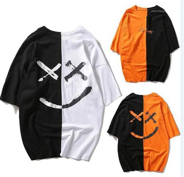 smiley pattern casual clothes loose fashion tees summer designer couples print tshirt short sleeve contrast color, White
smiley pattern casual clothes loose fashion tees summer designer couples print tshirt short sleeve contrast color, White