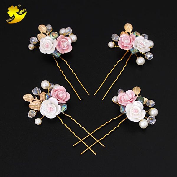 xinyun wedding hairpins bridal hair accessories women rose flower hair pins fashion jewelry korean style pearls clips, Golden;white
xinyun wedding hairpins bridal hair accessories women rose flower hair pins fashion jewelry korean style pearls clips, Golden;white