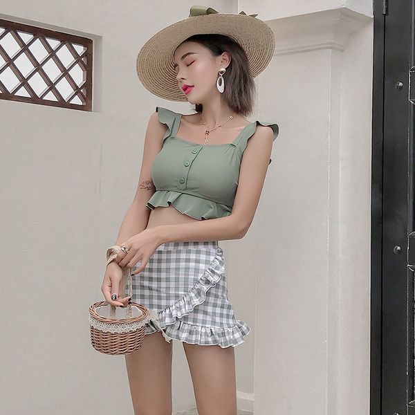 female ins super fairy split skirt type belly-covering slim student bikini swimsuit conservative spring bikini swimsuit, White;black
female ins super fairy split skirt type belly-covering slim student bikini swimsuit conservative spring bikini swimsuit, White;black