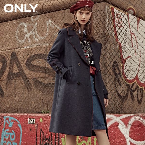 only womens' winter new long woolen coat rolling design button design|11834s530, Black