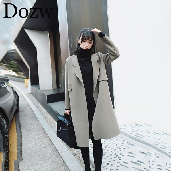 women autumn winter chic lady woolen coat female mid-long coat elegant korean style slim outerwear coats abrigo mujer, Black
women autumn winter chic lady woolen coat female mid-long coat elegant korean style slim outerwear coats abrigo mujer, Black