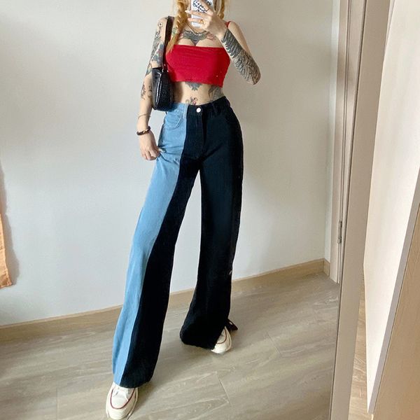 women's jeans fashion blue black patchwork straight leg woman high waist denim pants boyfriend ladies jean trousers loose fit
women's jeans fashion blue black patchwork straight leg woman high waist denim pants boyfriend ladies jean trousers loose fit