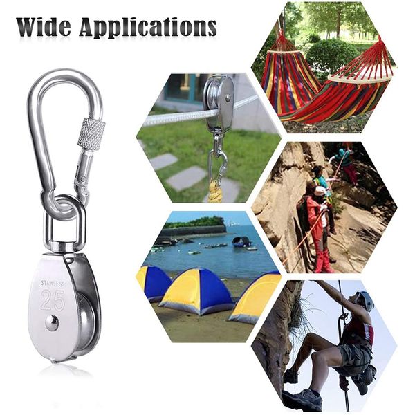 2pcs m25 single pulley block heavy duty 304 stainless steel pulley roller with 3pcs spring snap hook carabiner
2pcs m25 single pulley block heavy duty 304 stainless steel pulley roller with 3pcs spring snap hook carabiner